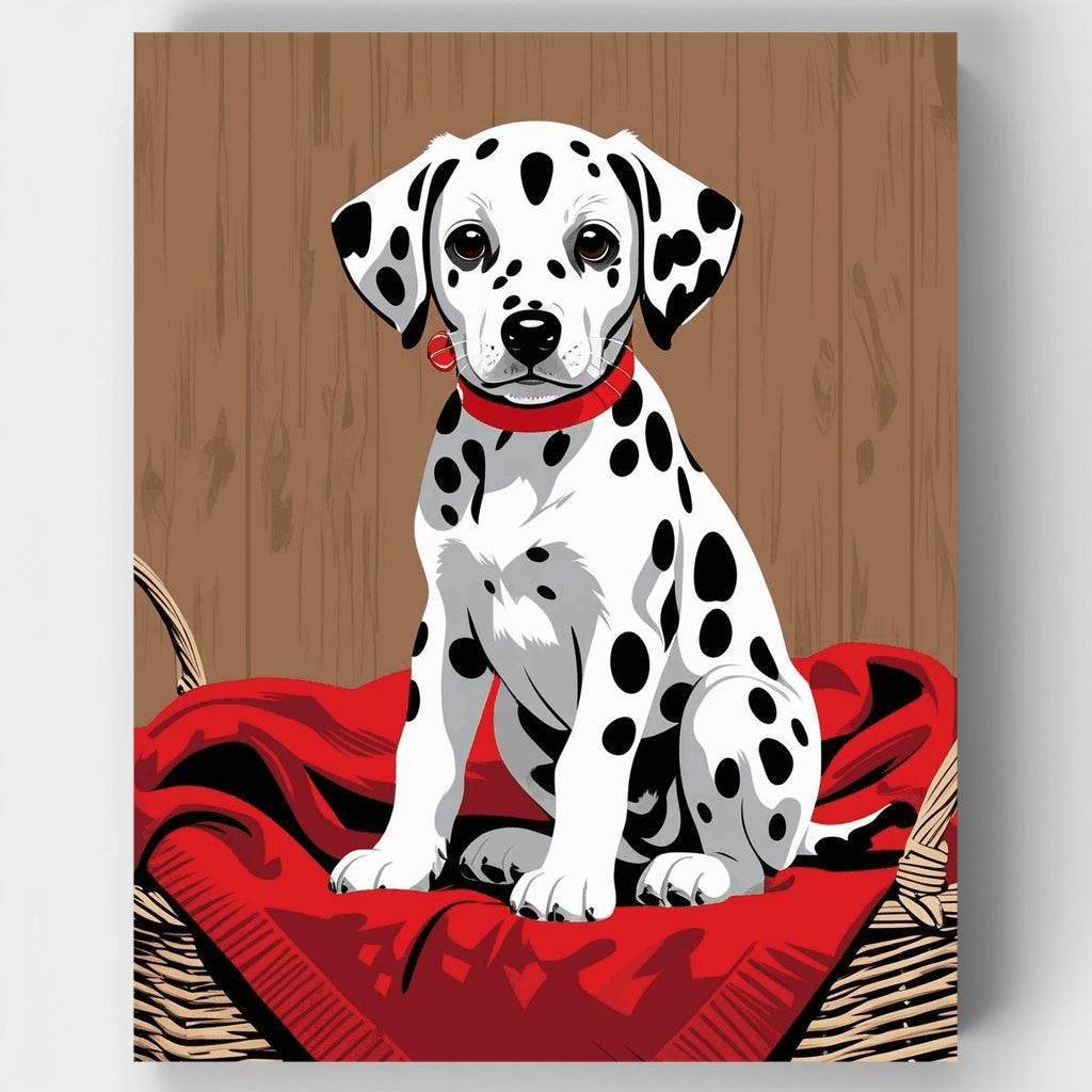 Cachorro dálmata sobre manta roja - Kit de pintura por números — Estándar