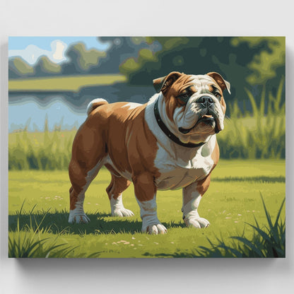 English Bulldog in Countryside - Paint by Numbers Kit