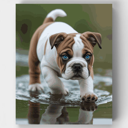 Adorable Bulldog Puppy with Blue Eyes - Paint by Numbers Kit