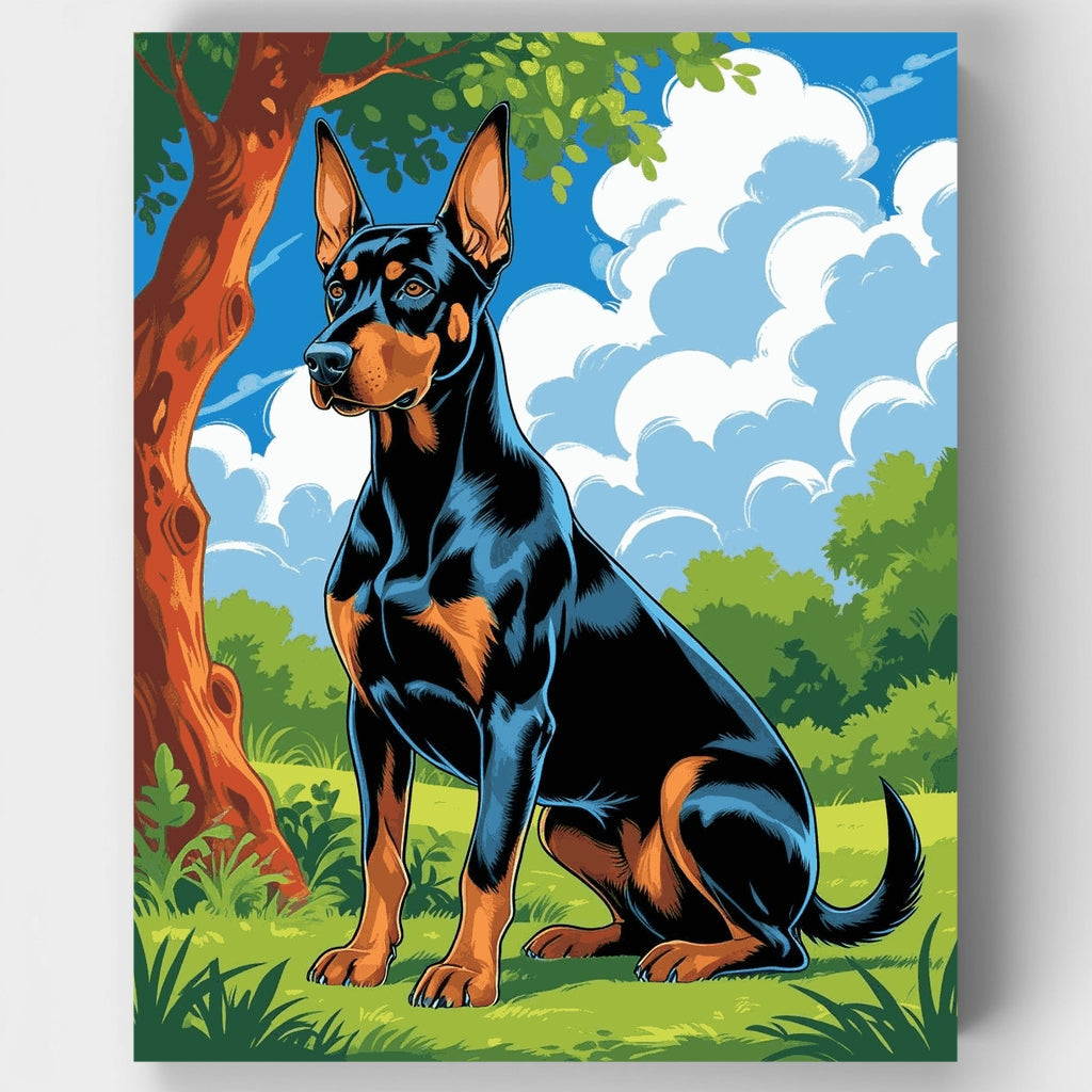 Dóberman en la naturaleza - Kit de pintura por números — Estándar