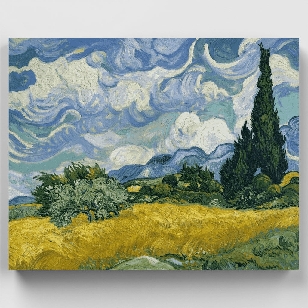 Campo de trigo con cipreses - Kit de pintura por números — Estándar