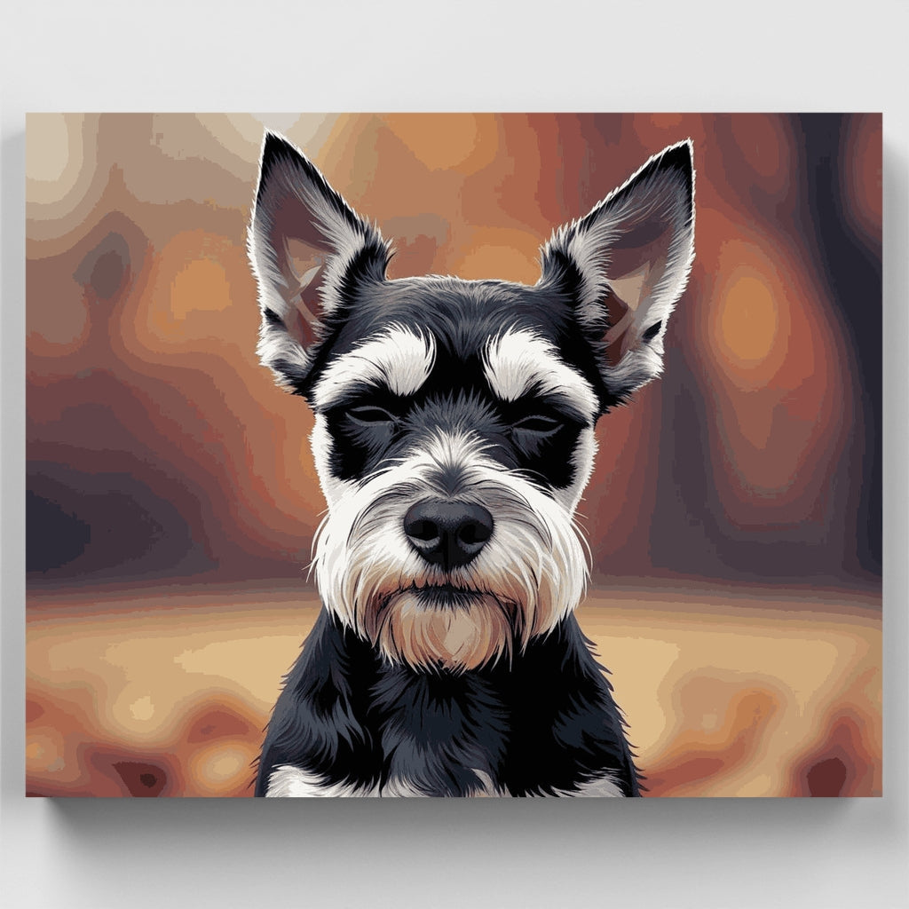 Distinguished Schnauzer with Warm Bokeh Background - Paint by Numbers Kit