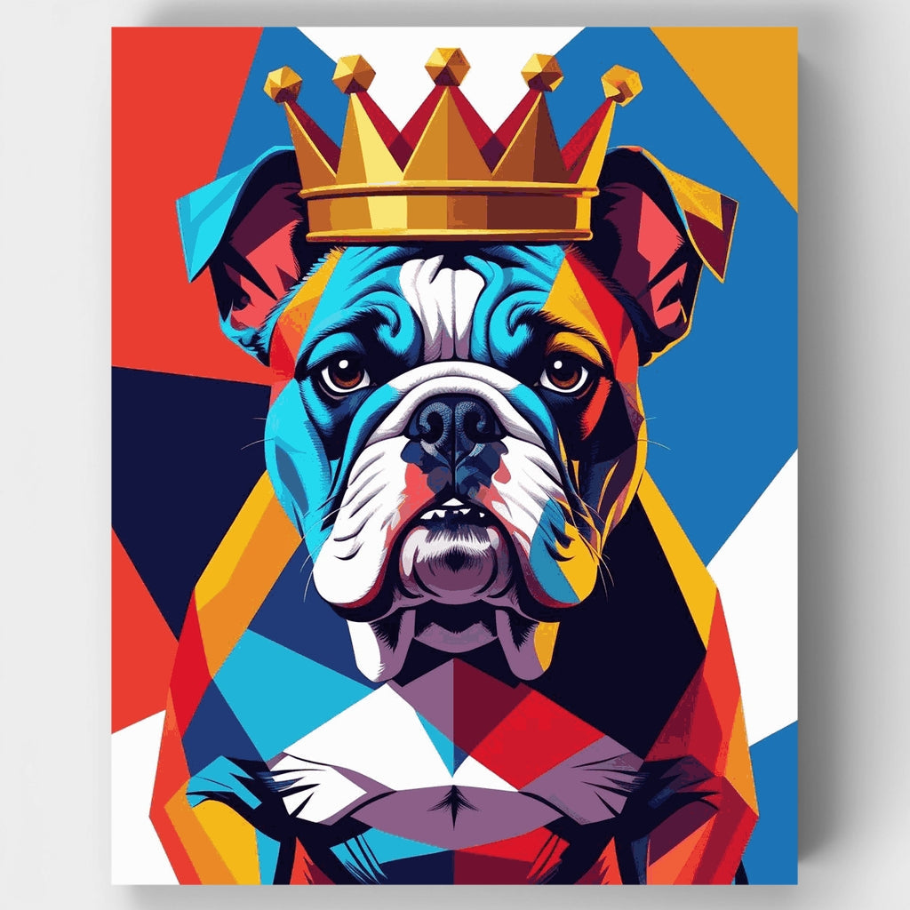 Bulldog real con corona - Kit de pintura por números — Estándar