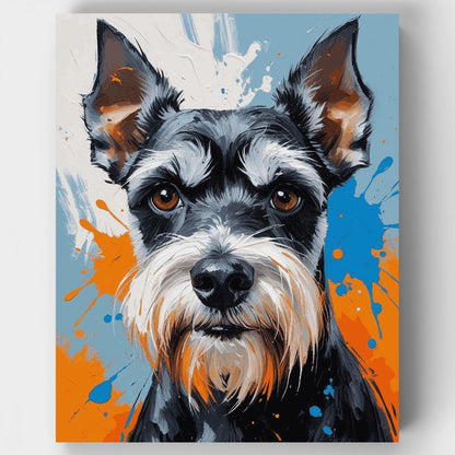 Schnauzer Portrait with Paint Splashes - Paint by Numbers Kit