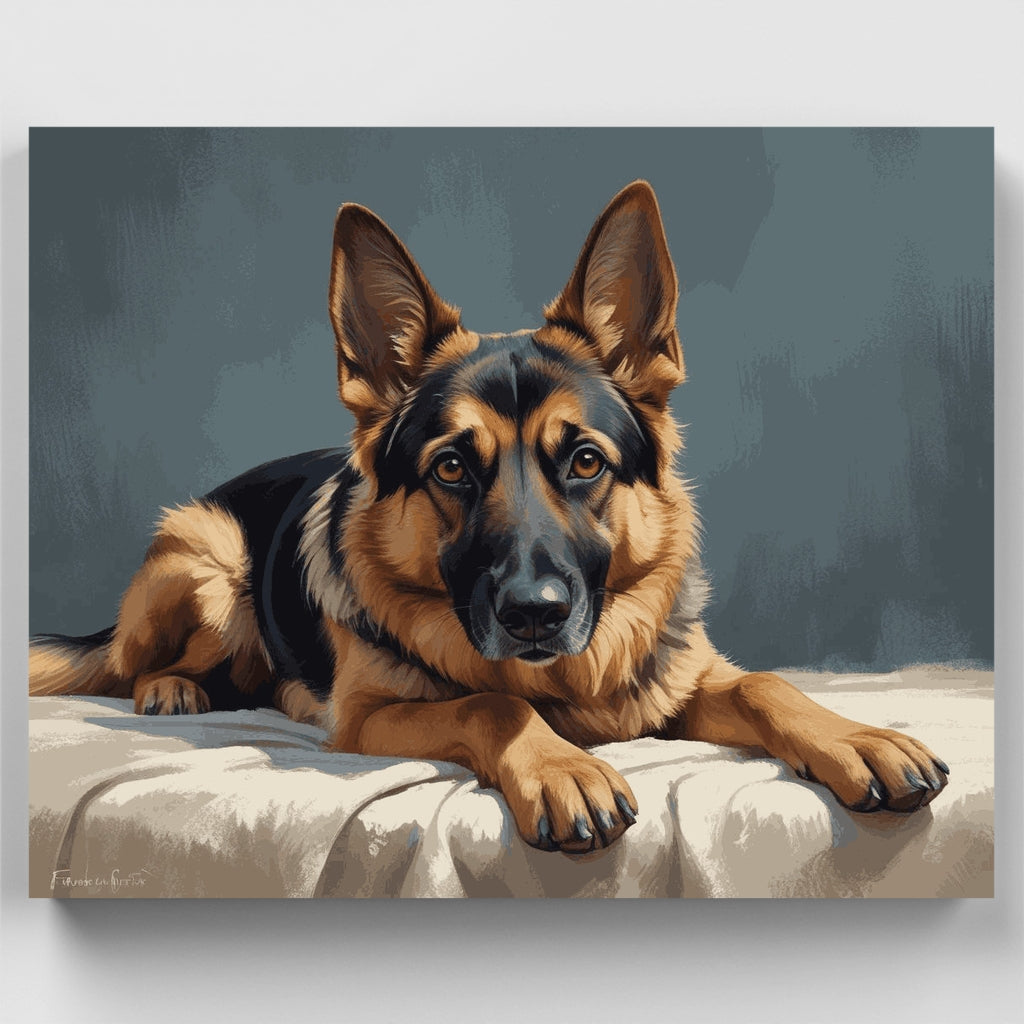 Pastor Alemán Majestuoso Recostado - Kit de Pintura por Números — Estándar