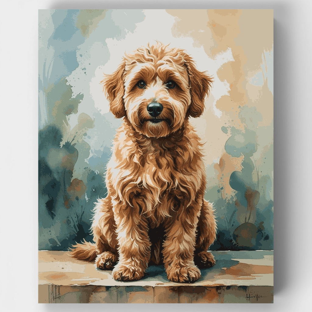 Retrato de cachorro Goldendoodle - Kit de pintura por números — Estándar