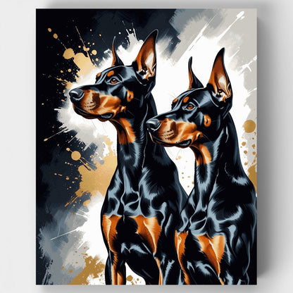 Two Doberman Pinschers Portrait - Paint by Numbers Kit