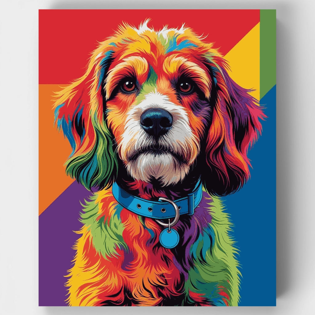 Retrato de Cockapoo arcoíris - Kit de pintura por números — Estándar