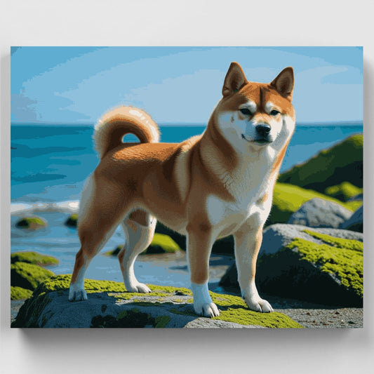 Shiba Inu by the Ocean - Paint by Numbers Kit