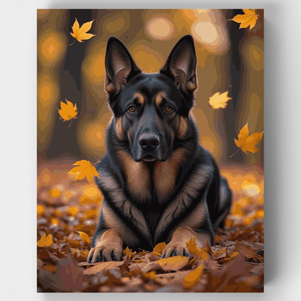 Pastor alemán entre hojas de otoño - Kit de pintura por números — Estándar