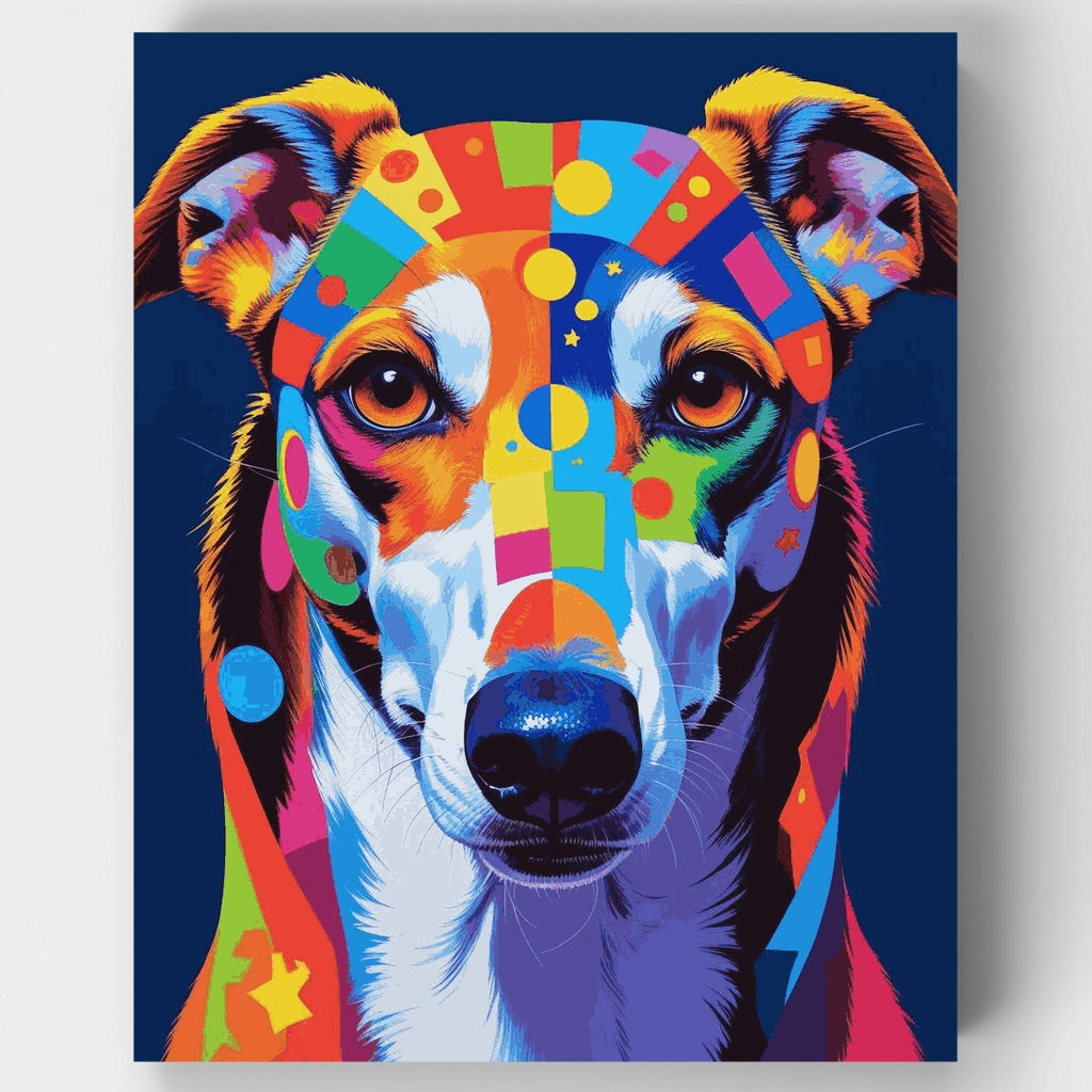 Retrato de galgo colorido - Kit de pintura por números — Estándar