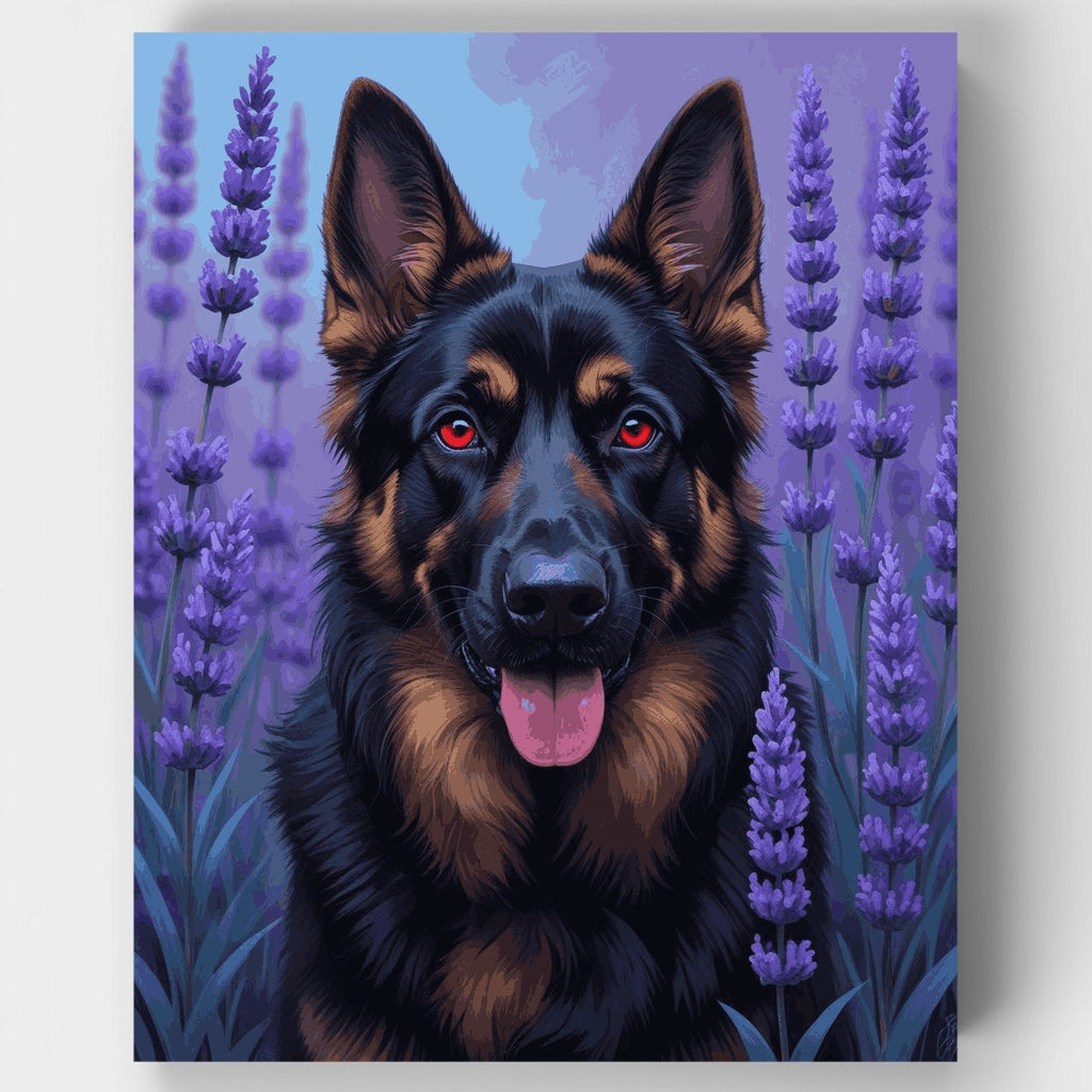 Majestic German Shepherd in Lavender Field - Paint by Numbers Kit