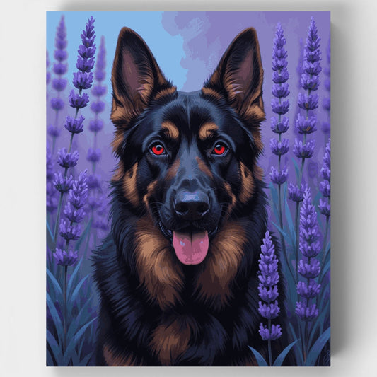 Majestic German Shepherd in Lavender Field - Paint by Numbers Kit
