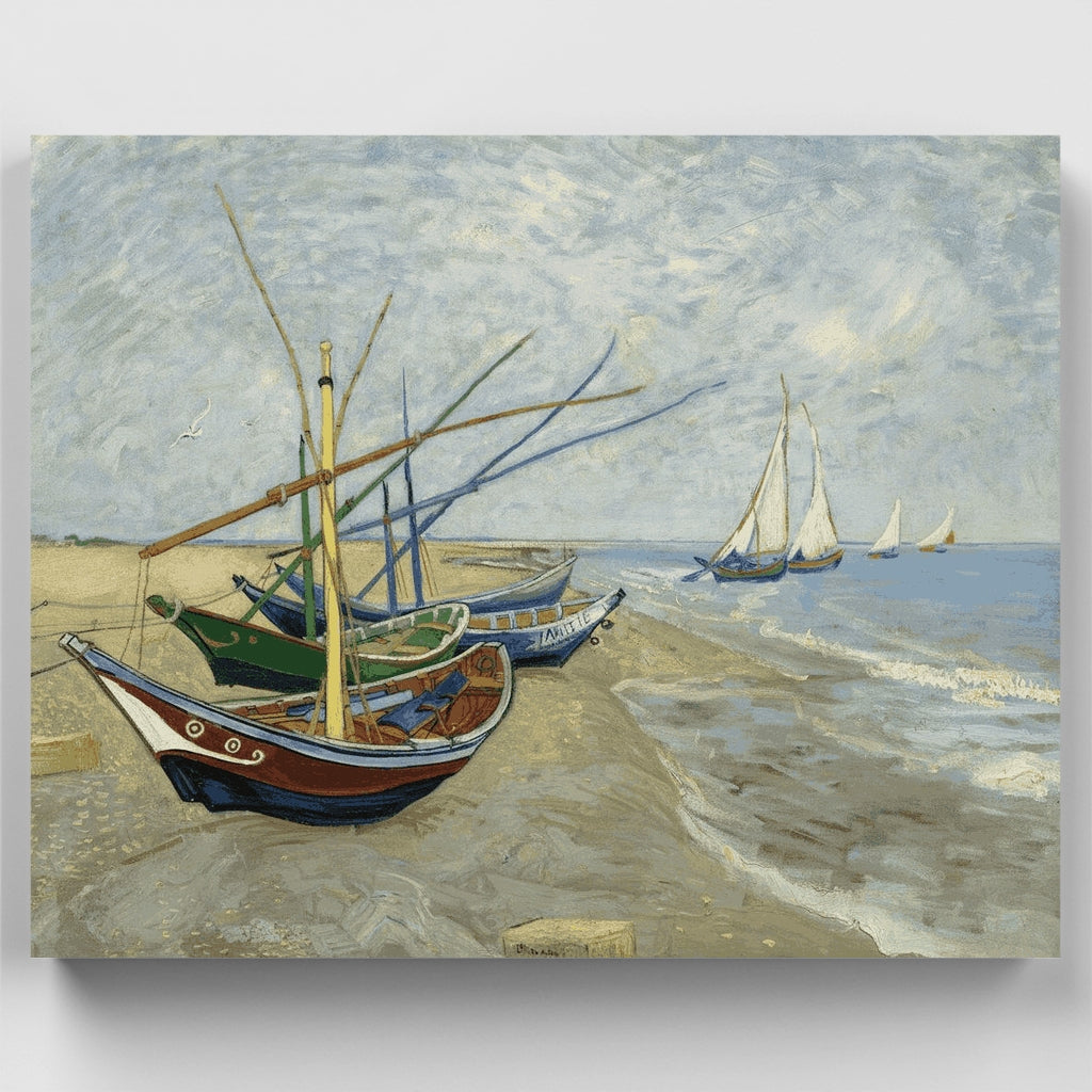 Barcas de pesca en la playa de Saintes-Maries - Kit de pintura por números — Estándar