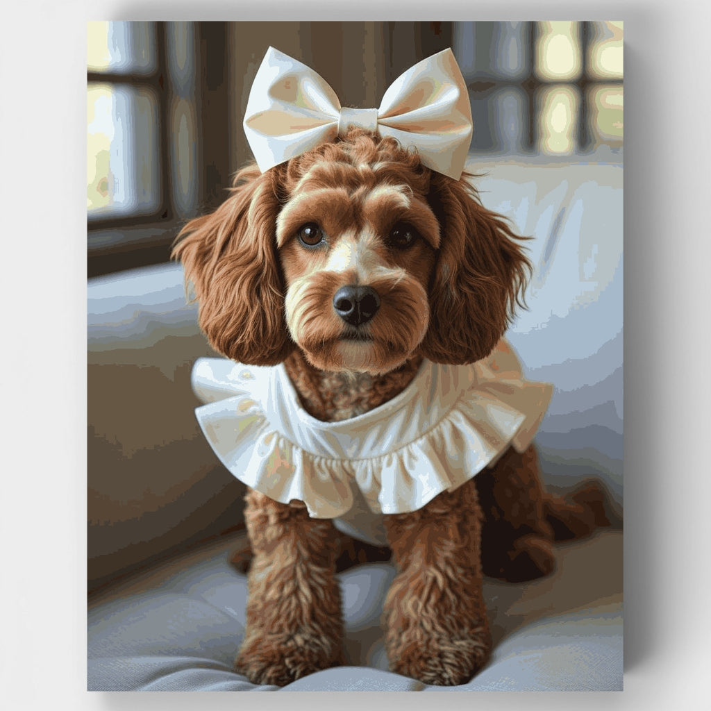 Elegant Cockapoo with Bow - Paint by Numbers Kit