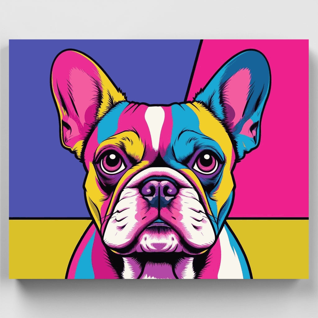 Neon Pop Art French Bulldog - Paint by Numbers Kit