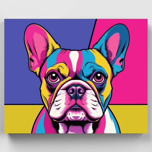Neon Pop Art French Bulldog - Paint by Numbers Kit