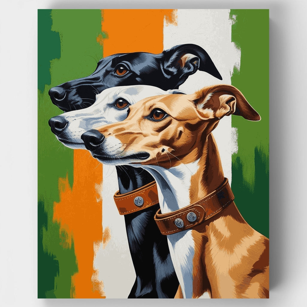 Tres galgos elegantes - Kit de pintura por números — Estándar
