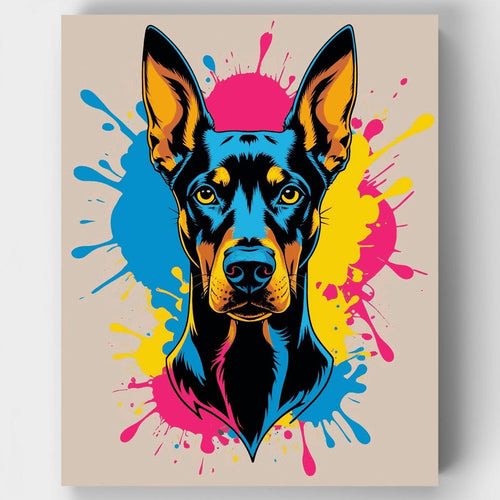 Vibrant Doberman with Color Splash - Paint by Numbers Kit