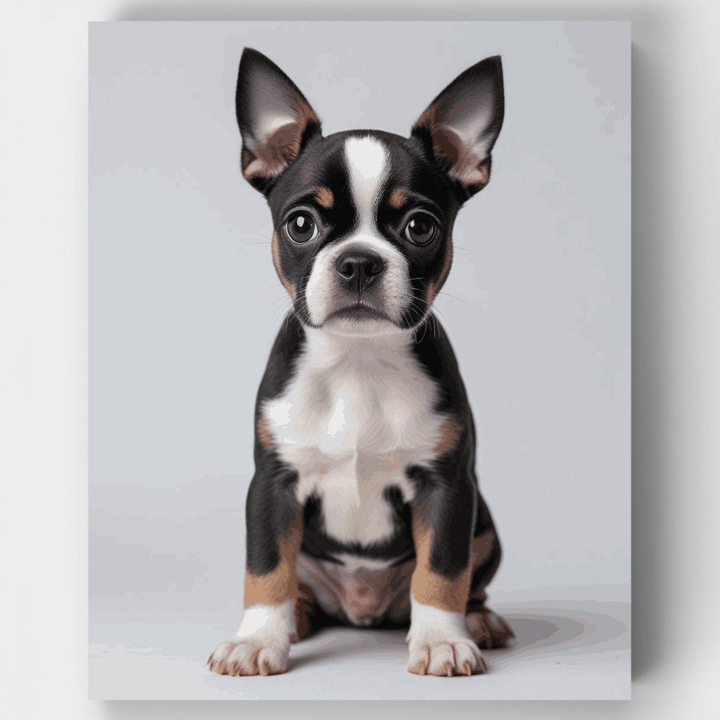 Retrato de cachorro de Boston Terrier - Kit de pintura por números — Estándar
