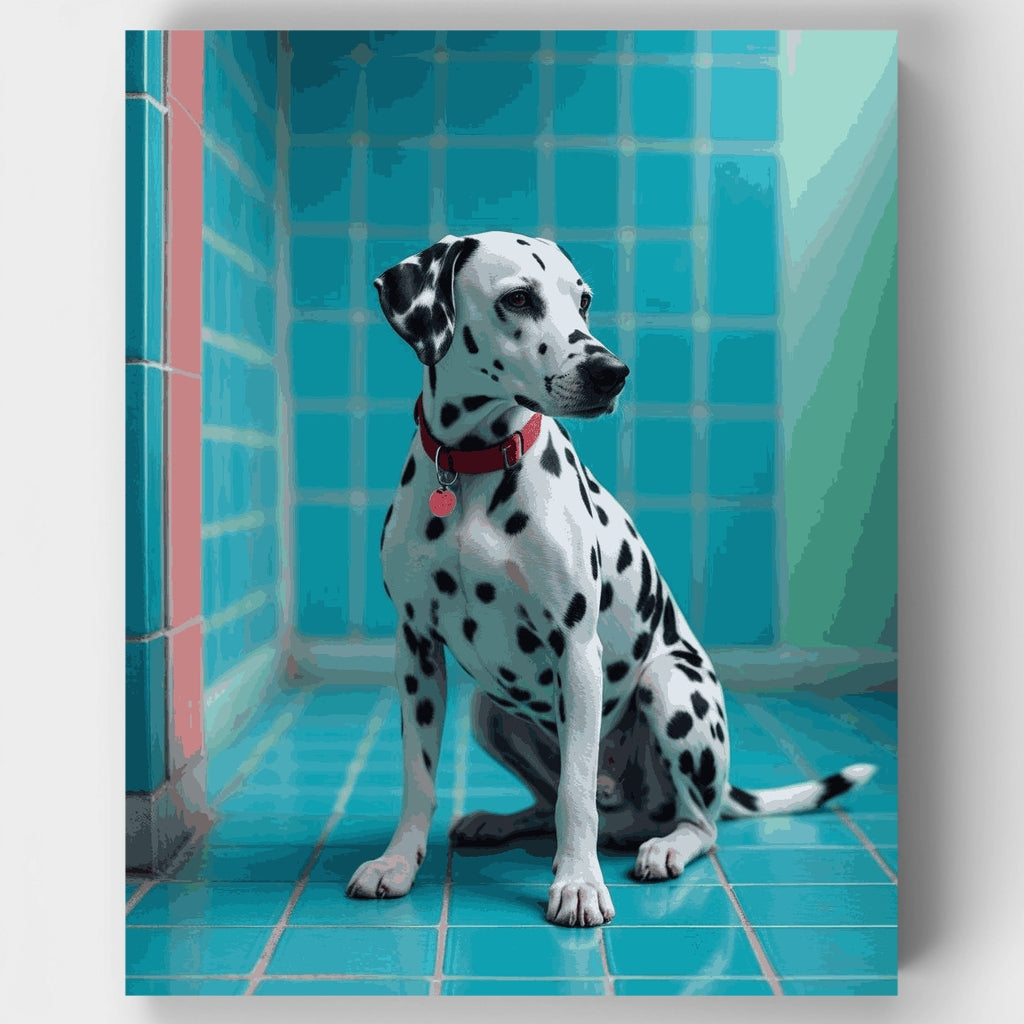 Dalmatian on Turquoise Tiles - Paint by Numbers Kit