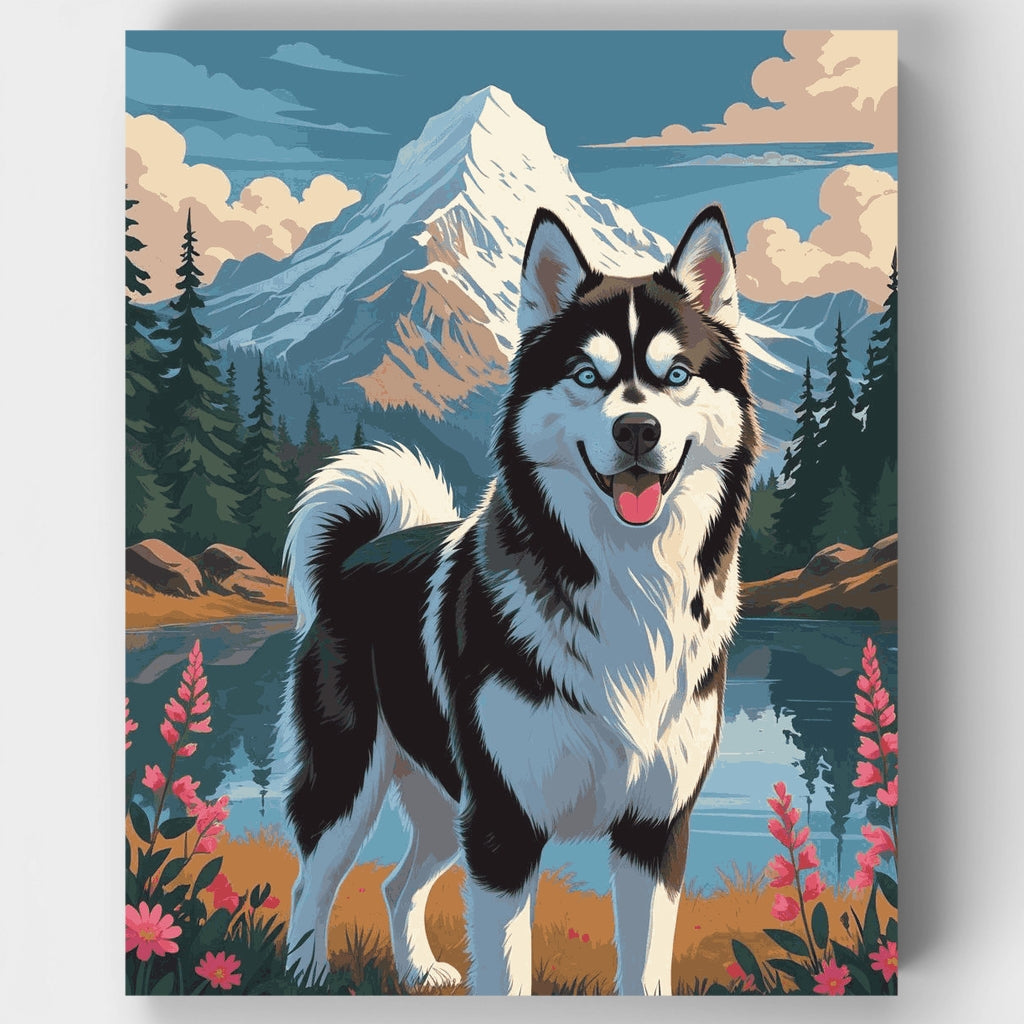 Husky in Mountain Wilderness - Paint by Numbers Kit
