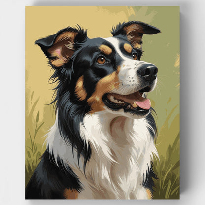 Joyful Border Collie in Golden Field - Paint by Numbers Kit
