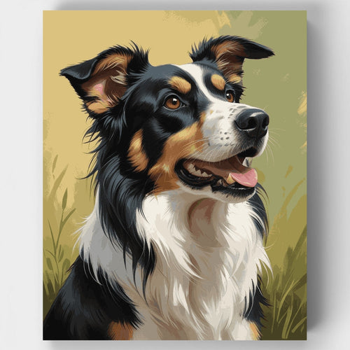 Joyful Border Collie in Golden Field - Paint by Numbers Kit
