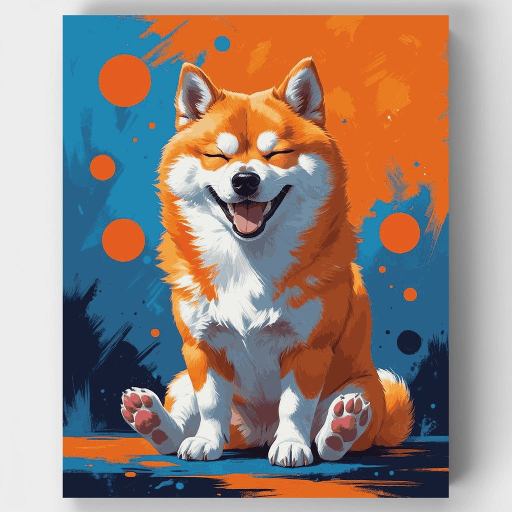 Kit de pintura por números: Shiba Inu feliz estilo pop art — Estándar
