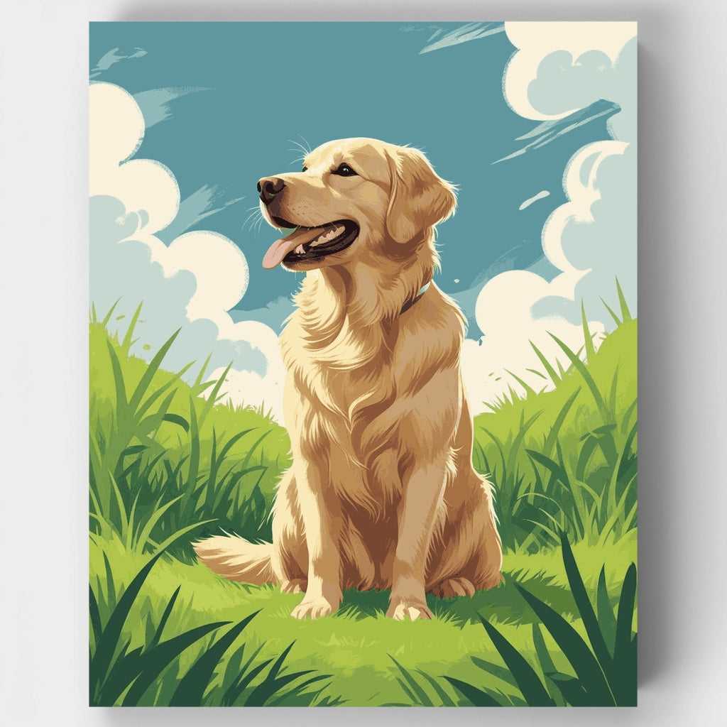 Golden Retriever in Grass - Paint by Numbers Kit