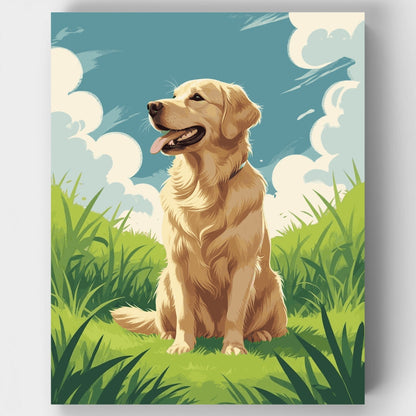 Golden Retriever in Grass - Paint by Numbers Kit