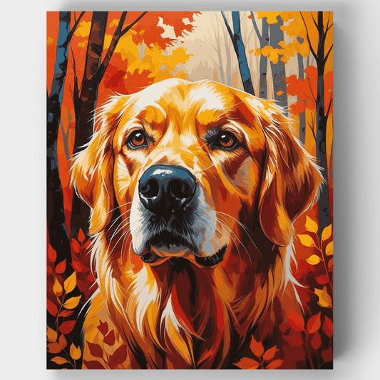 Golden Retriever in Autumn Forest - Paint by Numbers Kit
