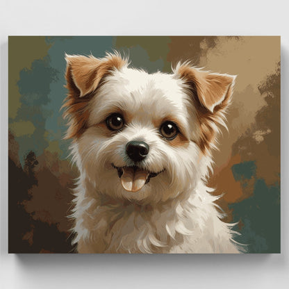 Fluffy Brown and White Dog - Paint by Numbers Kit