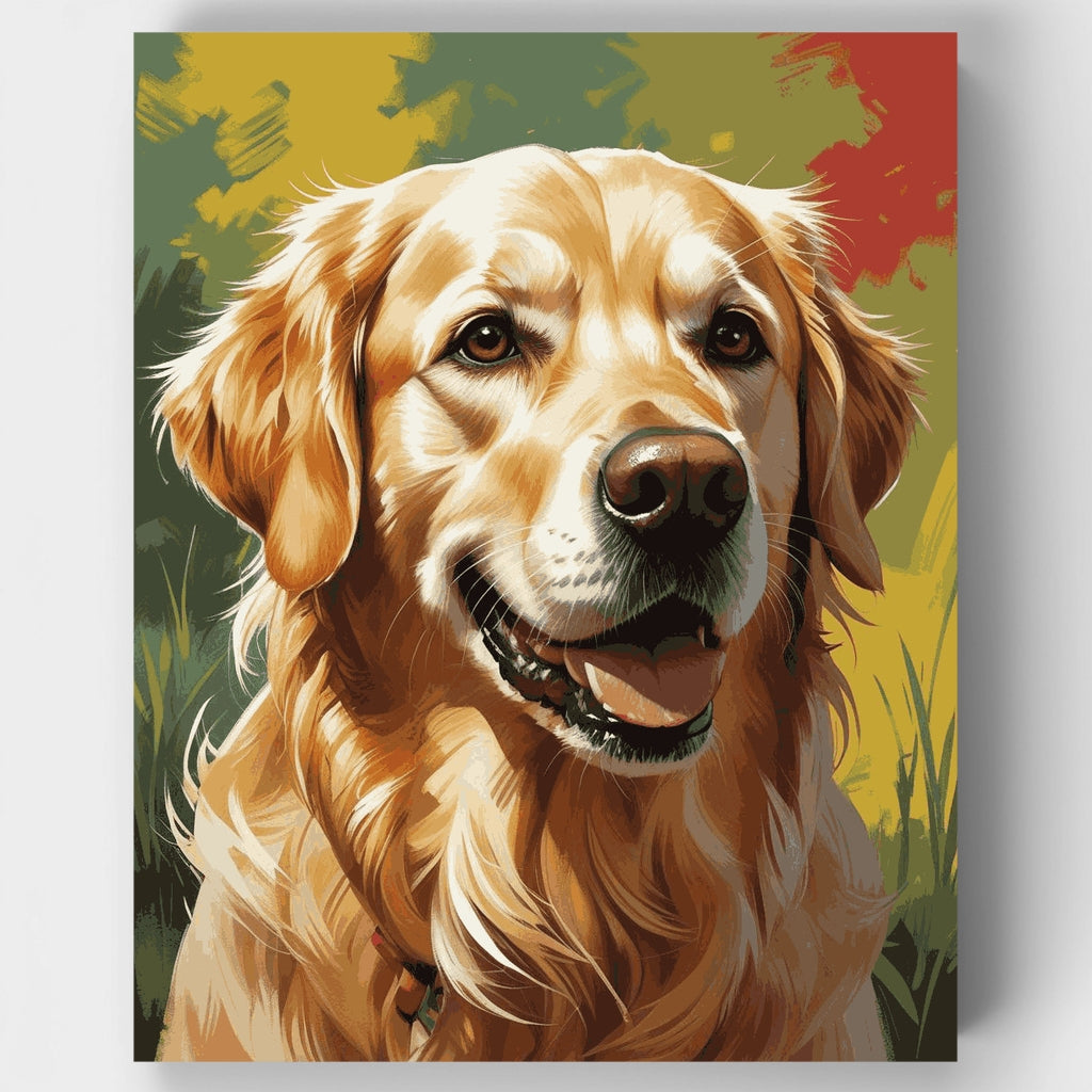 Golden Retriever feliz en la naturaleza - Kit de pintura por números — Estándar