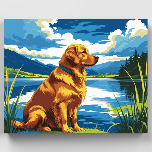 Golden Retriever by the Lake - Paint by Numbers Kit