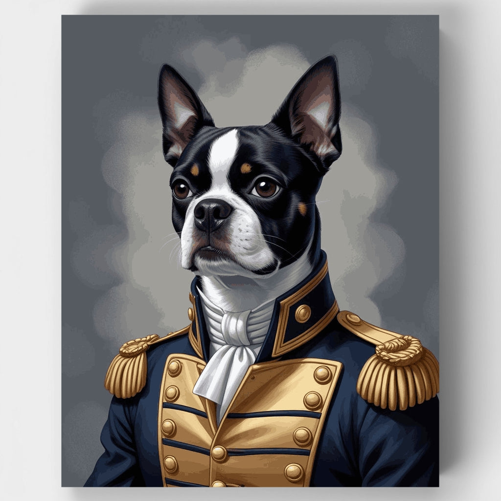 Boston Terrier con uniforme naval - Kit de pintura por números — Estándar