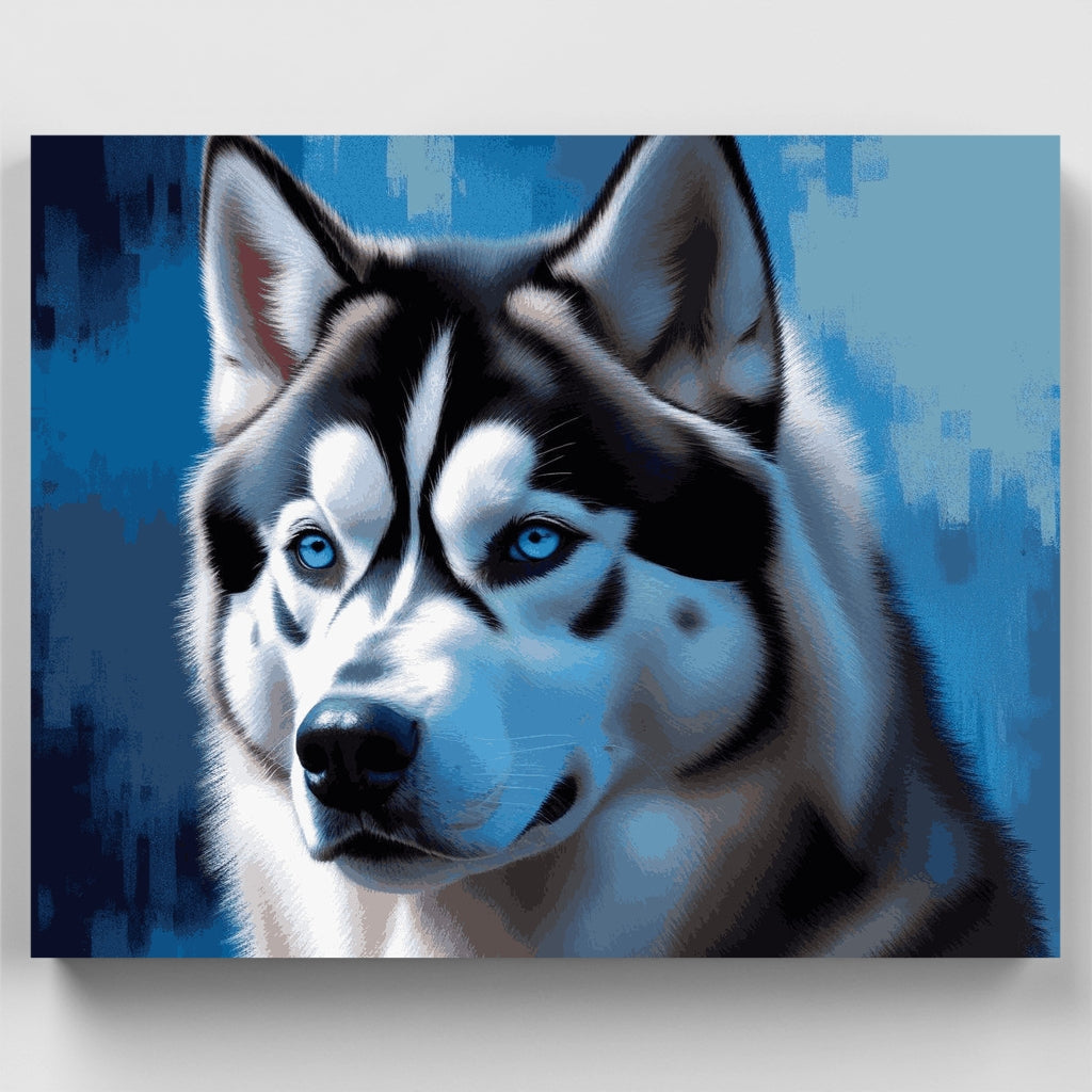 Kit de pintura por números: majestuoso husky de ojos azules — Estándar