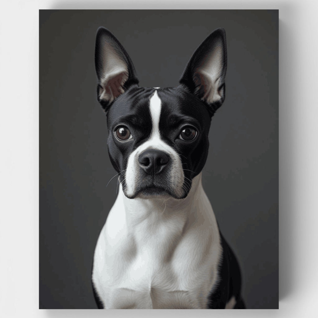 Kit de pintura por números: Retrato de estudio de un distinguido Boston Terrier — Estándar