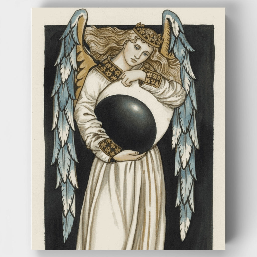 Ángel nocturno sosteniendo una luna menguante - Kit de pintura por números — Estándar