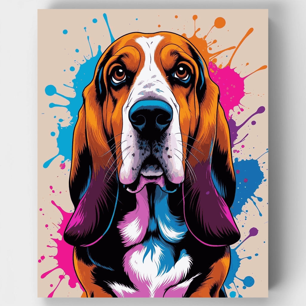 Retrato colorido de Basset Hound - Kit de pintura por números — Estándar