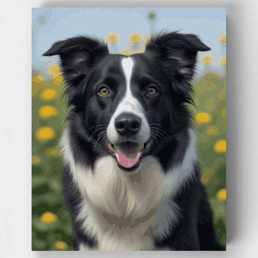 Border Collie in Sunflower Field - Paint by Numbers Kit