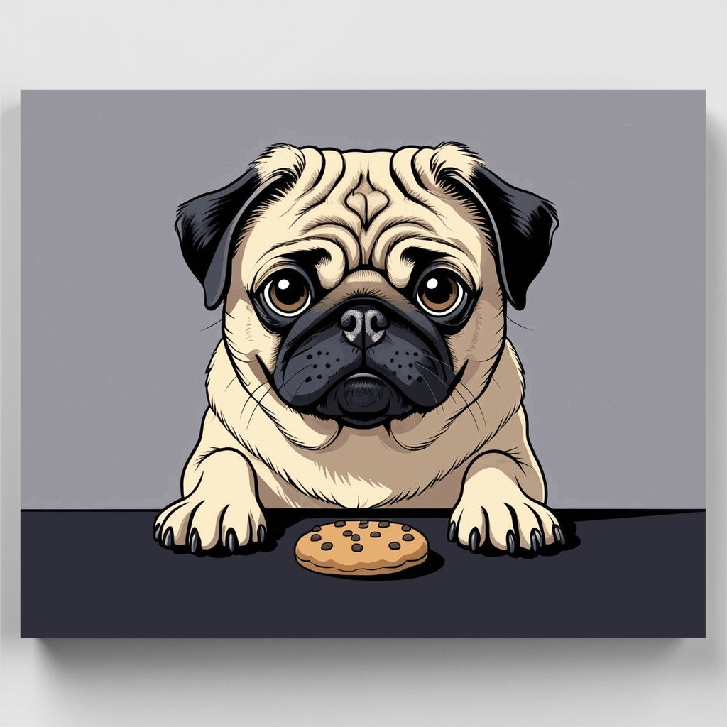 Adorable Pug with Cookie - Paint by Numbers Kit
