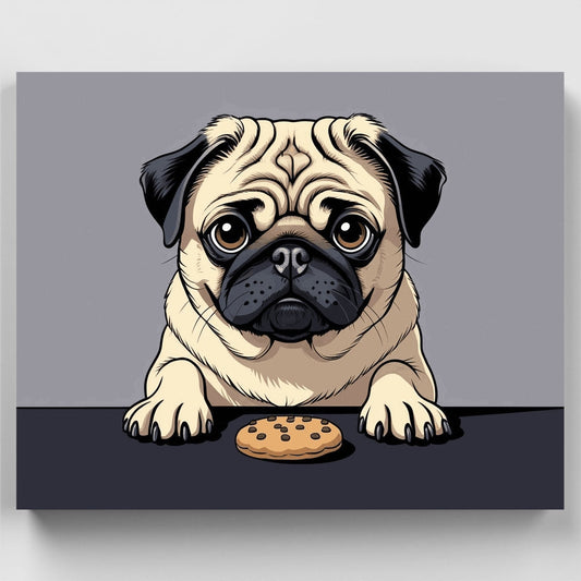 Adorable Pug with Cookie - Paint by Numbers Kit
