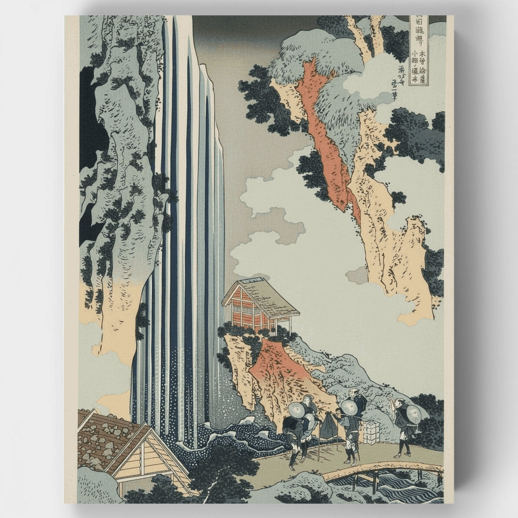 Cascada en Ono en la ruta Kisokaidō - Kit de pintura por números — Estándar