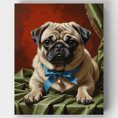 Regal Pug with Blue Bow - Paint by Numbers Kit