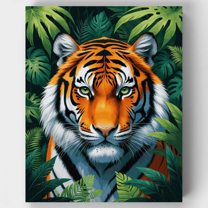 Majestic Tiger in Jungle Foliage - Paint by Numbers Kit