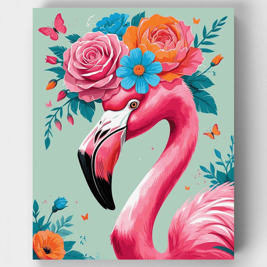 Flamingo with Floral Crown - Paint by Numbers Kit