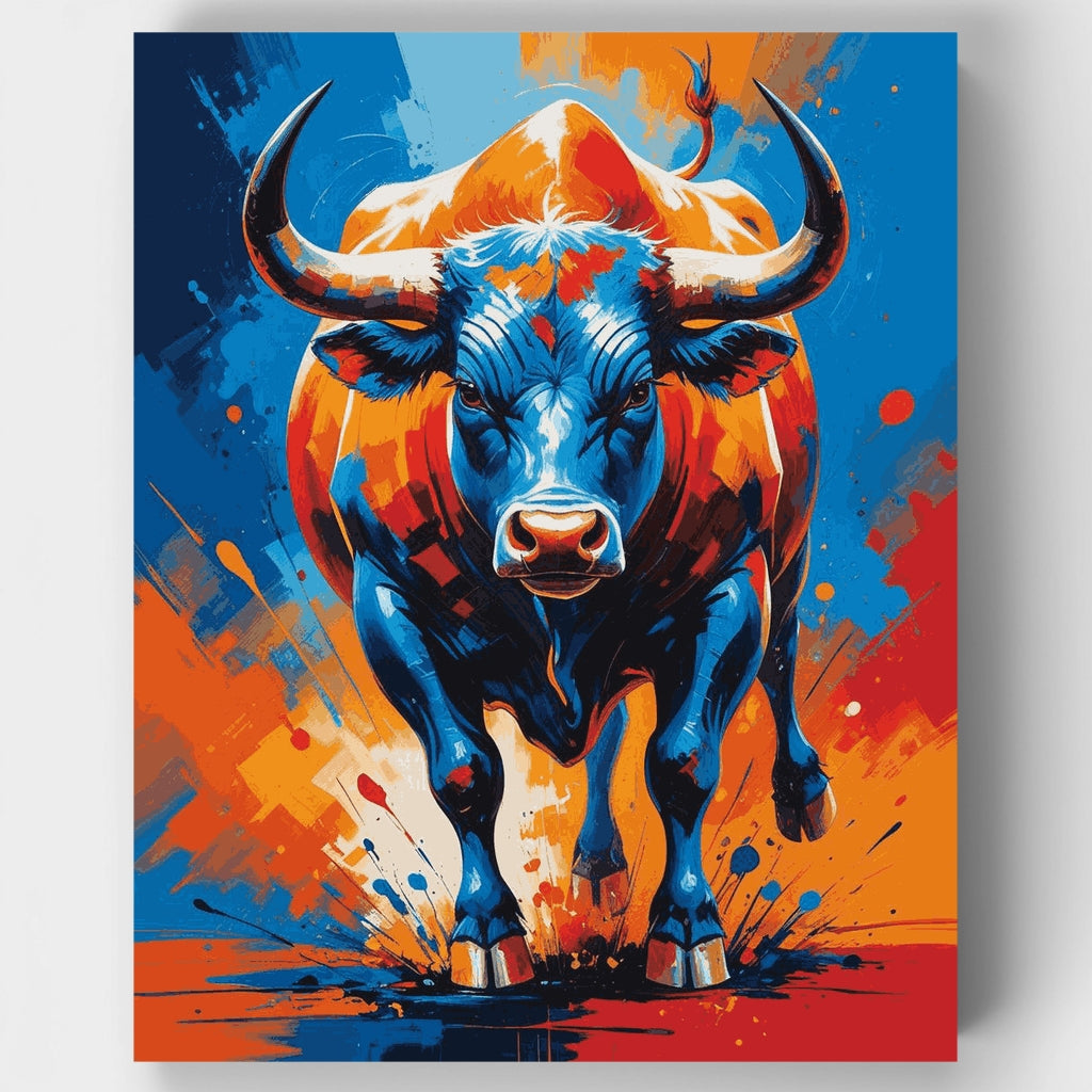 Toro azul cargando - Kit de pintura por números — Estándar