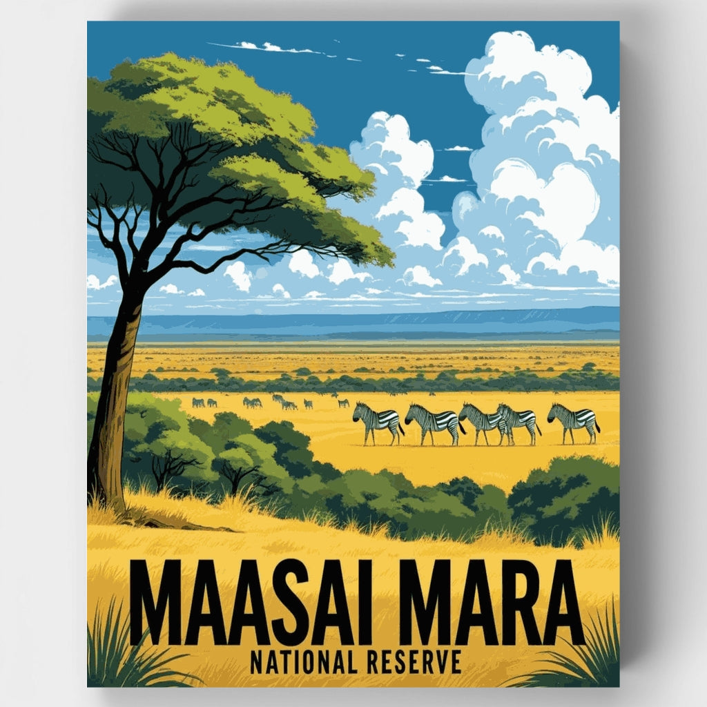 Kit de pintura por números - Sabana de cebras en Maasai Mara — Estándar