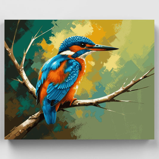 Kingfisher on Branch - Paint by Numbers Kit